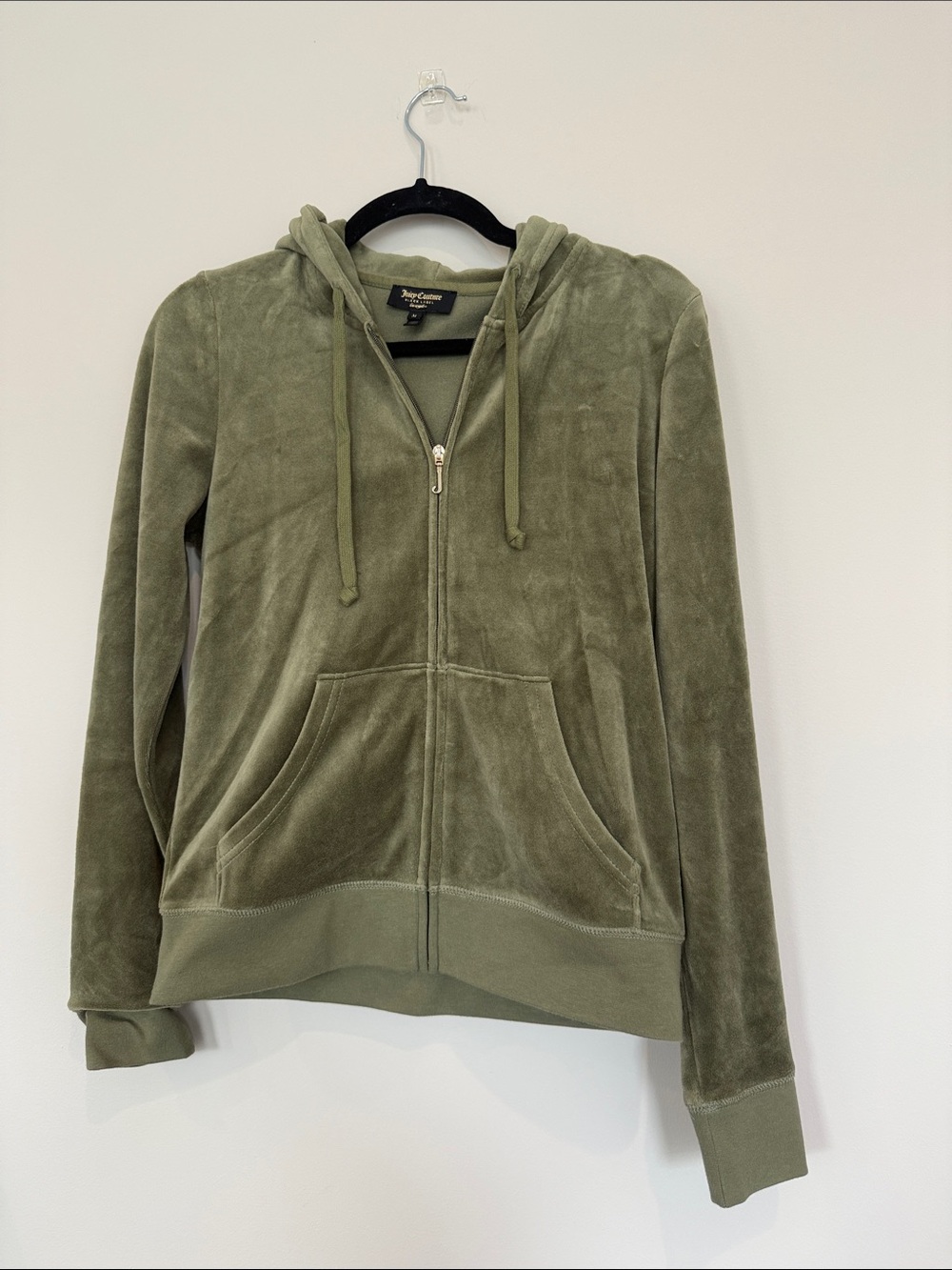 Juicy Couture Olive Green Velour Zip Hoodie